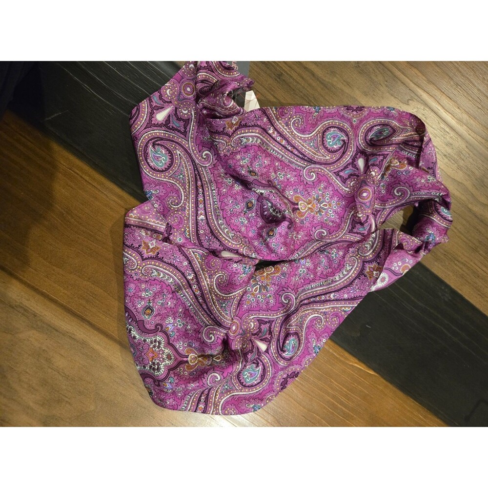 NWT Echo magenta and purple silk scarf classic paisley pattern 59" X 10"